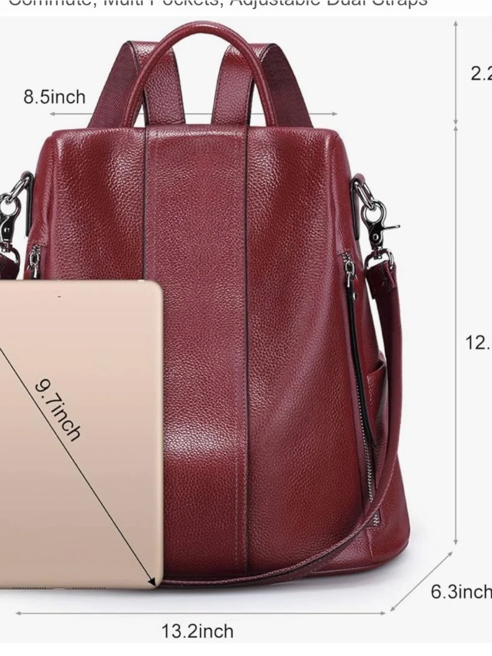 S-ZONE Women’s Leather Backpack Antitheft Boho Med Shoulder Bag